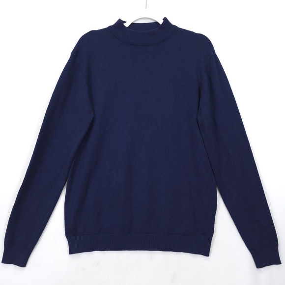 XRAY JEANS Other - XRAY Jeans Mock Neck Sweater Men L Navy Blue Pullover Slim Fit Soft Knit Comfort